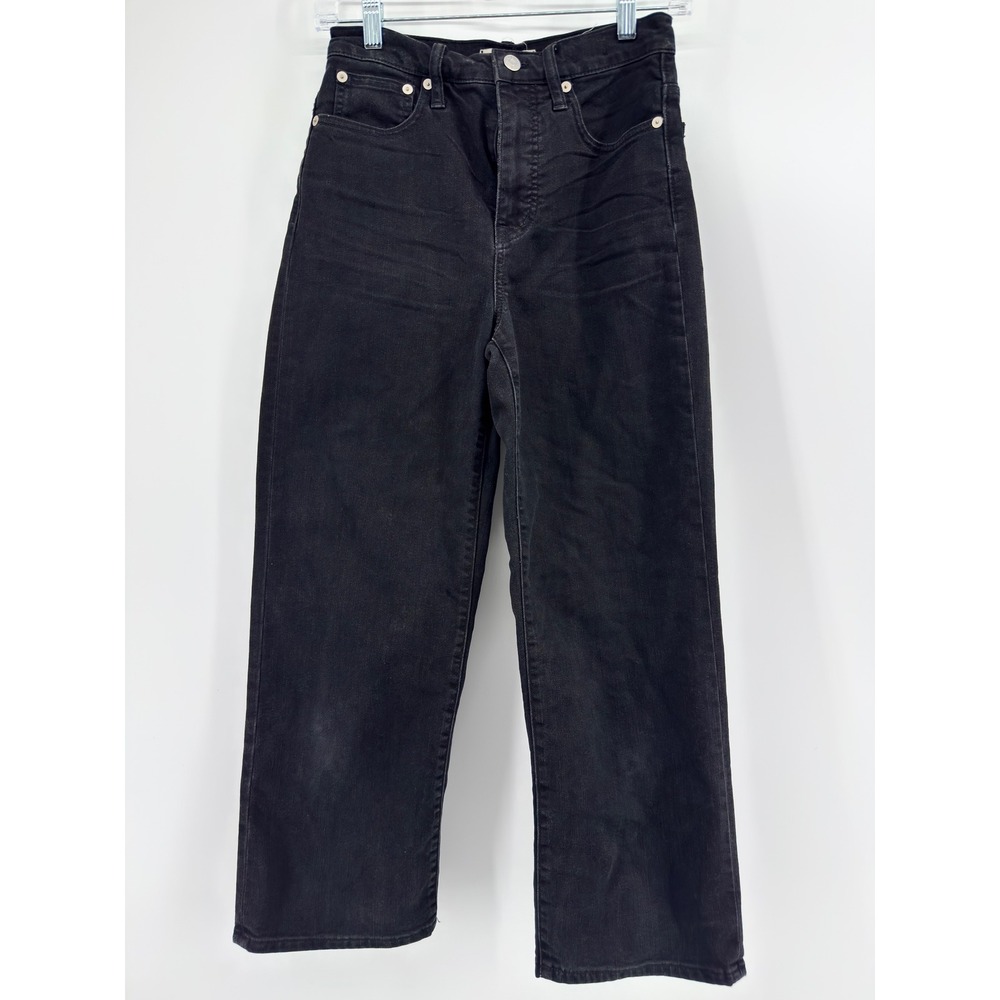 Madewell Slim Wide-Leg Crop Jeans Black High Rise Denim Size 26